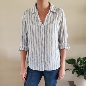 White button down with blue stripes, size medium